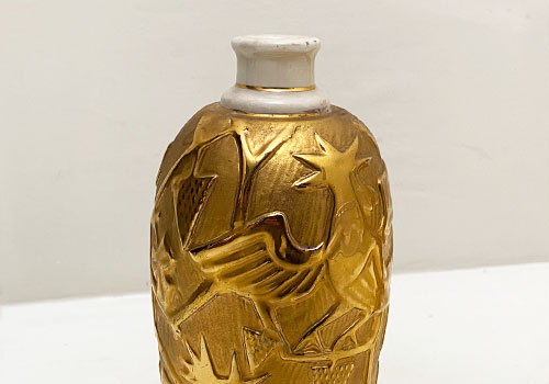 coppia bottiglie vintage anni40 ceramica dorata p 037 C 1
