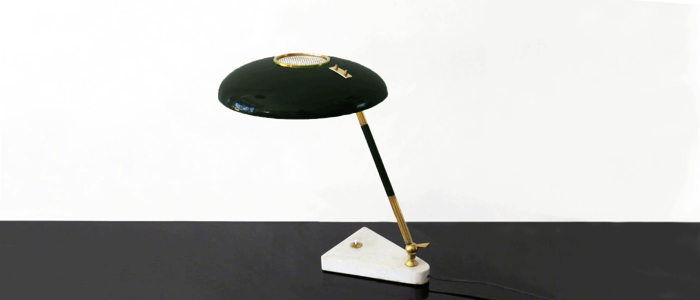 lampada da tavolo anni50 cappello nero design oscar torlasco stilux 027 L