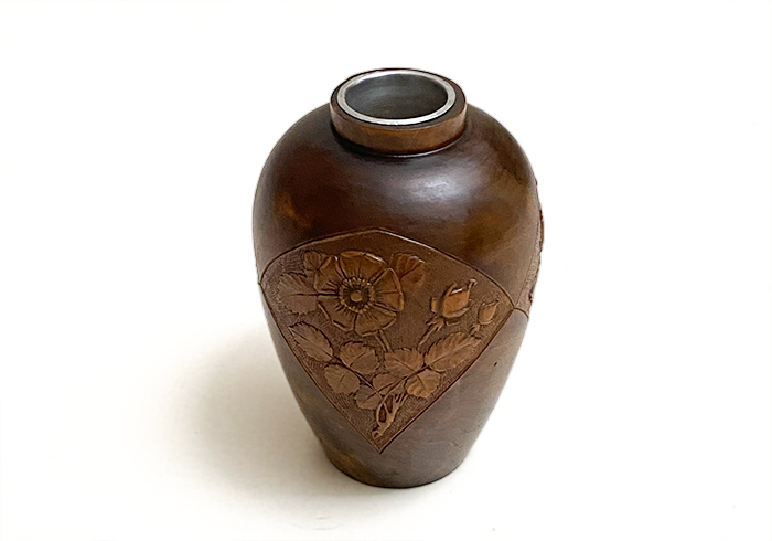 vaso art deco anni30 in legno intagliato p1 96 C 1