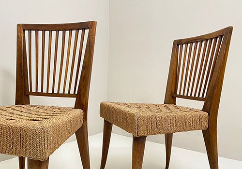12 sedie vintage anni40 maurizio tempestini attrib legno e corda p1 073 SE 2