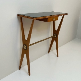 Consolle anni 50 ciliegio cassetto vetro ottone A 030 CN