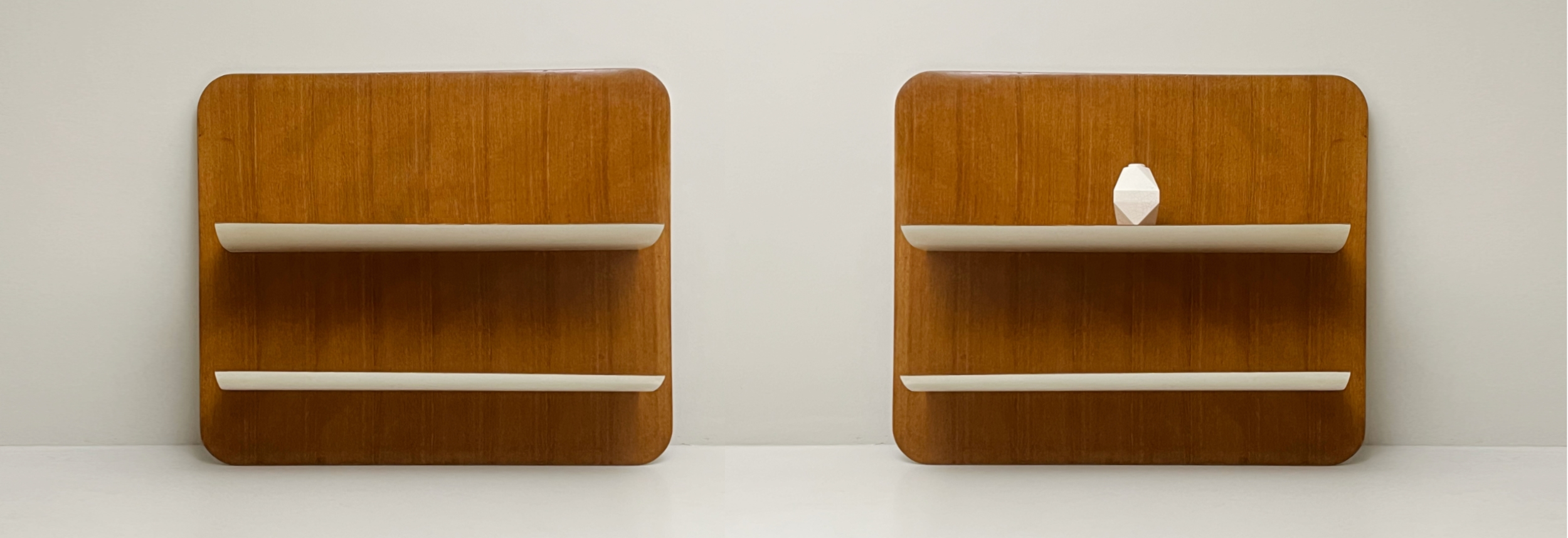 Coppia pareti attrezzate Gio Ponti 1951 legno rovere laccato bianco 069 M
