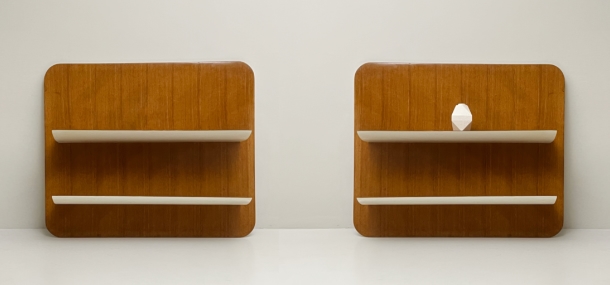 Coppia pareti attrezzate Gio Ponti 1951 legno rovere laccato bianco A 069 M