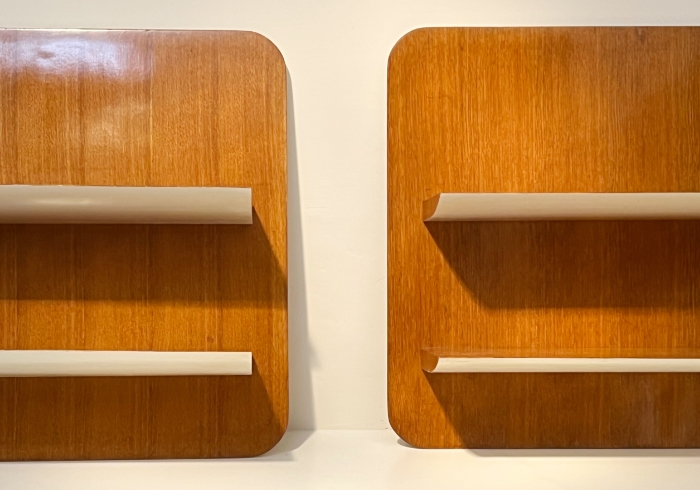 Coppia pareti attrezzate Gio Ponti 1951 legno rovere laccato bianco P1 069 M 1