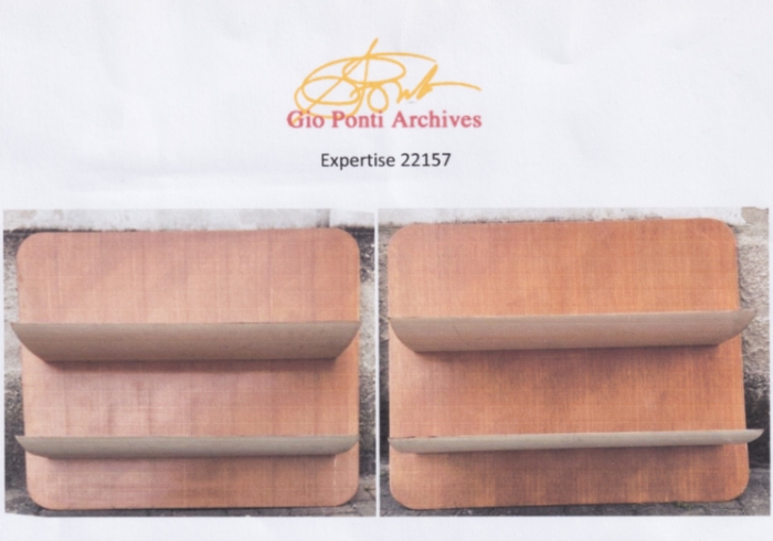 Coppia pareti attrezzate Gio Ponti 1951 legno rovere laccato bianco P1 069 M 3