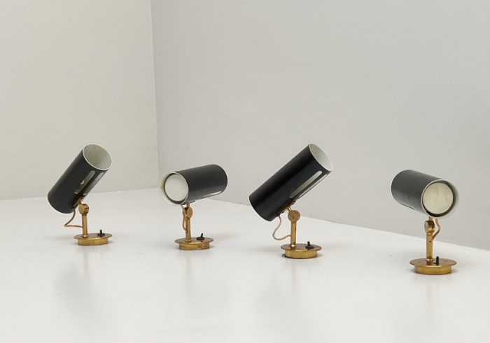Faretti Stilnovo 1960 ottone metallo nero P1 034 A 1