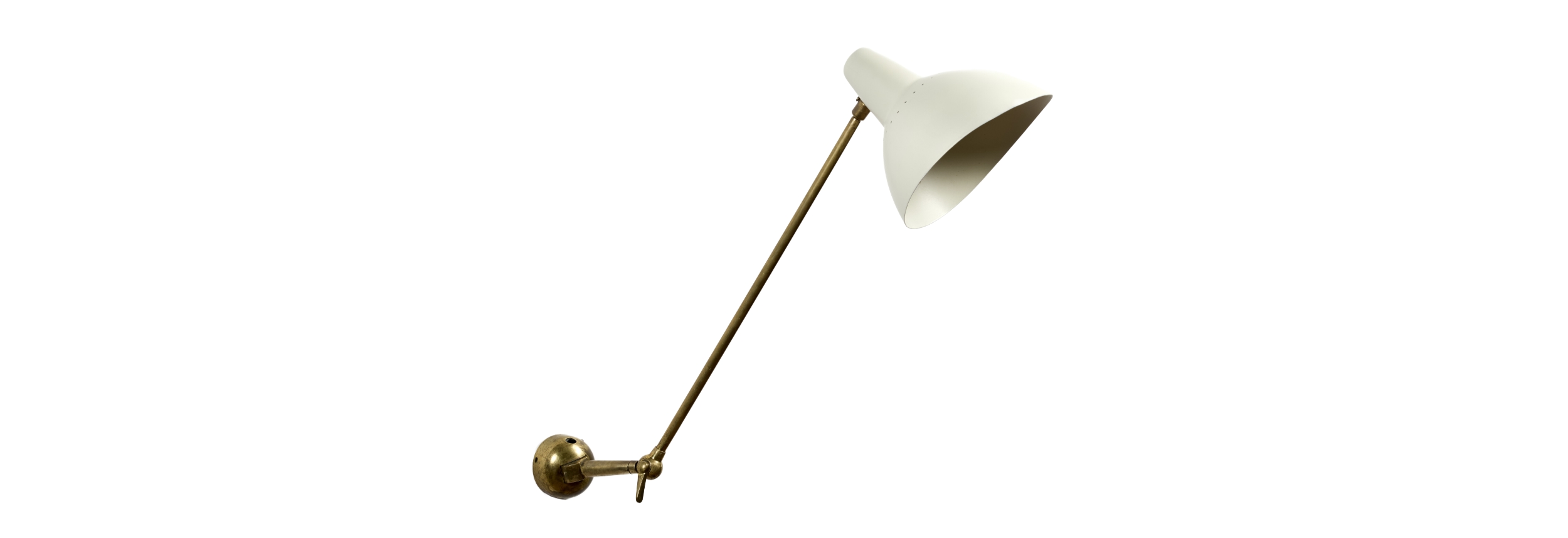 Lampada braccio snodabile Lumen D20 ottone alluminio bianco 035 A