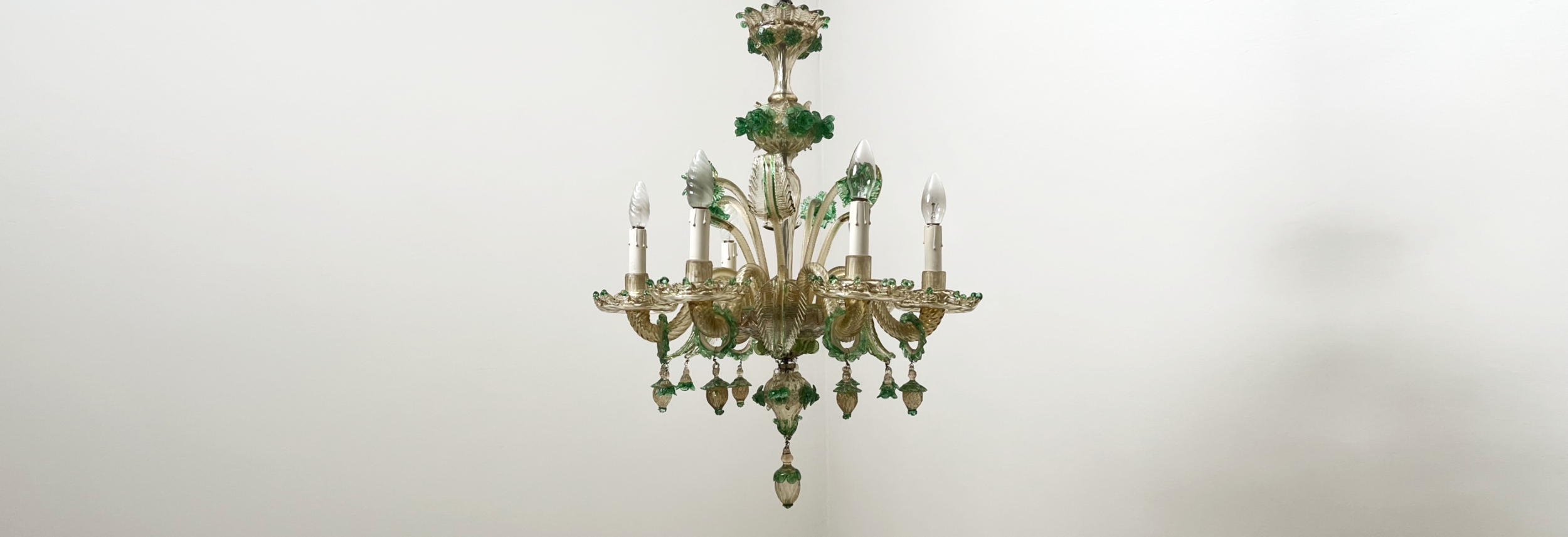 Lampadario Murano anni30 vetro verde 028 SO