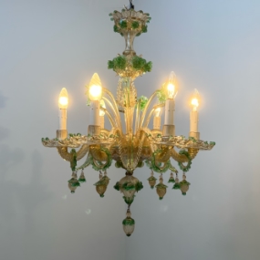 Lampadario Murano anni30 vetro verde A 028 SO