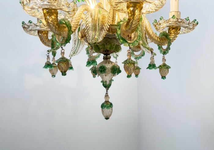 Lampadario Murano anni30 vetro verde P1 028 SO 1