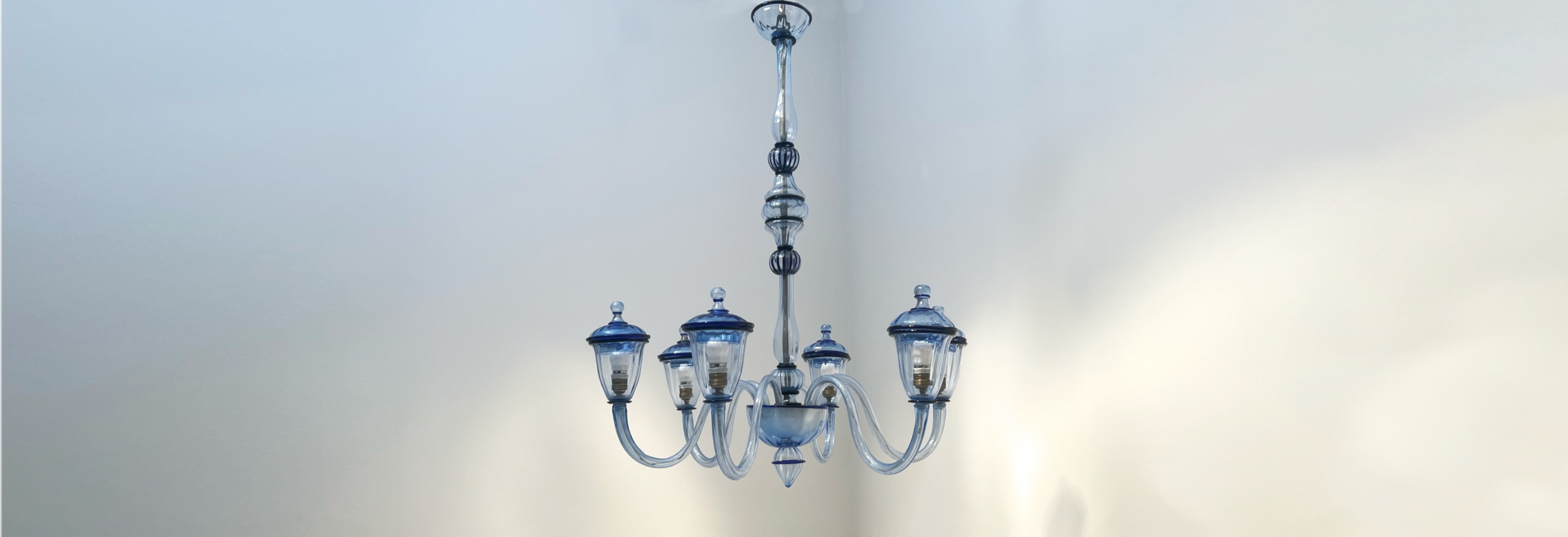 Lampadario anni40 Murano vetro blu 027 SO