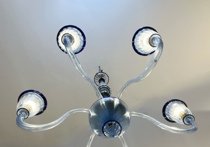 Lampadario anni40 Murano vetro blu P1 027 SO 3