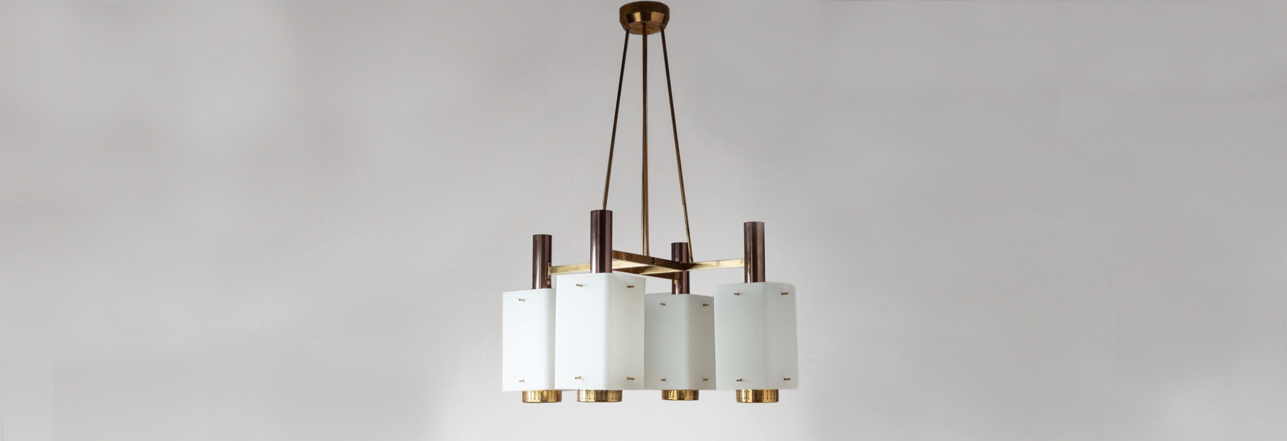 Lampadario anni50 stilnovo in vetro e ottone 030 SO