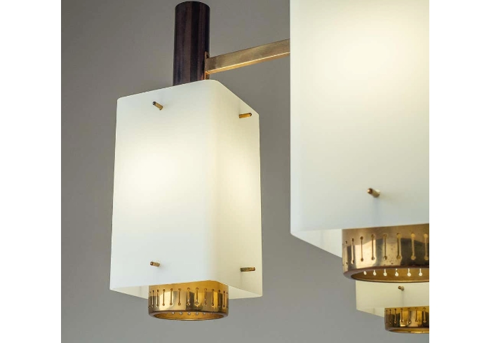 Lampadario anni50 stilnovo in vetro e ottone p1 030 SO 2