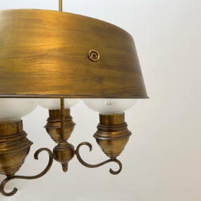 Lampadario retro anni30 in vetro e ottone a 032 SO