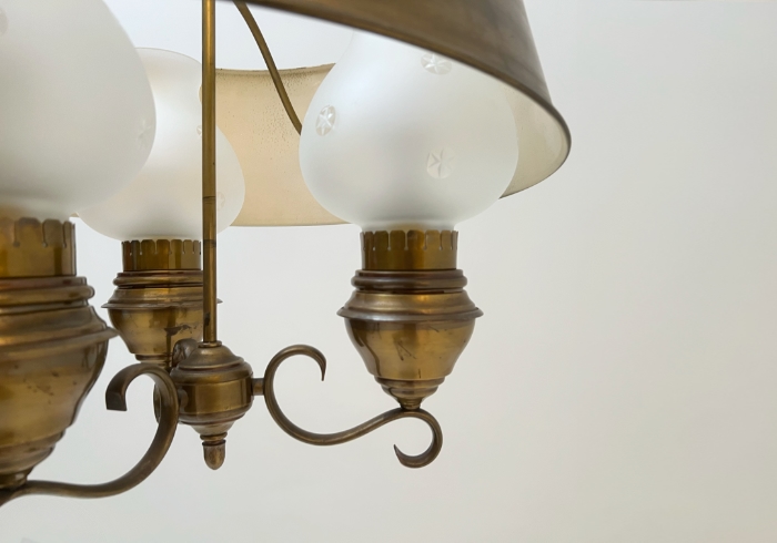 Lampadario retro anni30 in vetro e ottone p1 032 SO 2