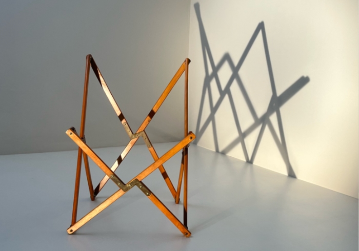 Poltrona Tripolina anni40 legno tessuto verde acqua P1 120 PO 3