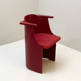 Poltroncina anni60 Giovanni Corradini legno rosso A 093 SE