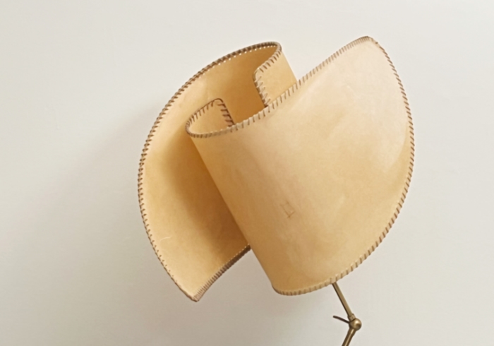 Rara lampada tavolo anni60 vetro ottone pergamena P3 067 L 2