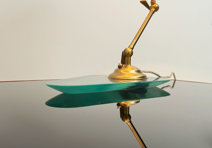Rara lampada tavolo anni60 vetro ottone pergamena P3 067 L 3