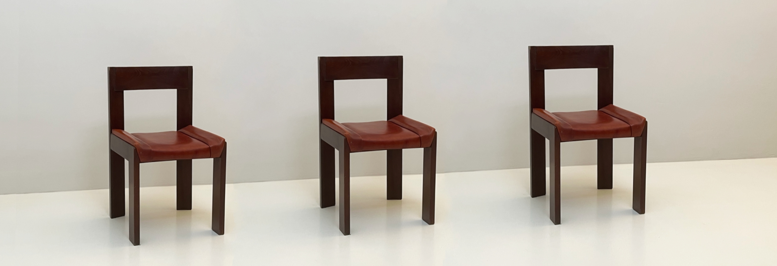 Set 8 sedie legno rovere imbottito anni60 124 SE