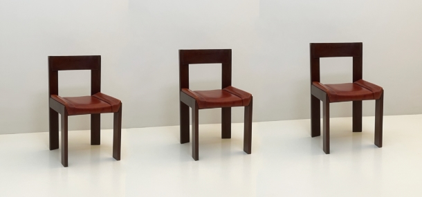 Set 8 sedie legno rovere imbottito anni60 A 124 SE