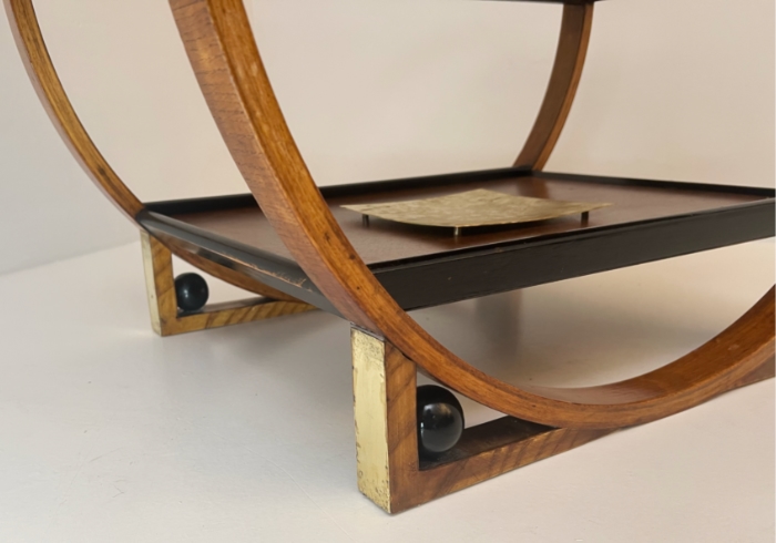 Tavolino deco legno rovere ebanizzato inserti ottone anni30 P1 080 TV 3