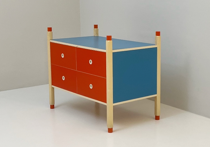cassettiera anni 70 legno laccato formica P 63 M 1