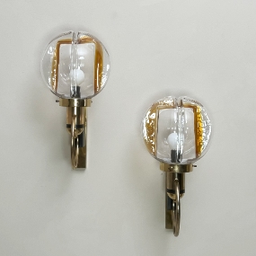 coppia appliques a lampione ottone metallo nero diffusore vetro A 31 A