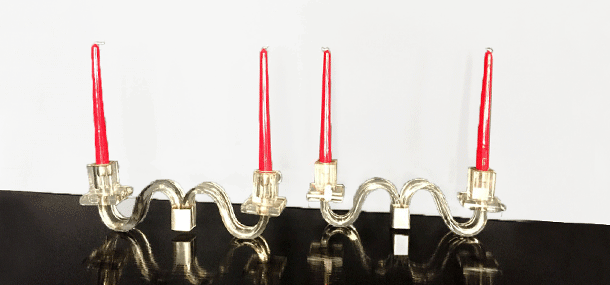 coppia candelabri anni30 in cristallo candele rosse a2 018 C