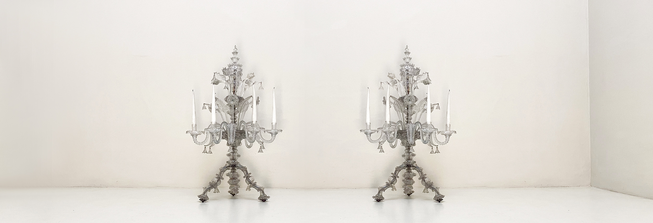 coppia candelabri antichi in vetro venezia meta ottocento 103 C