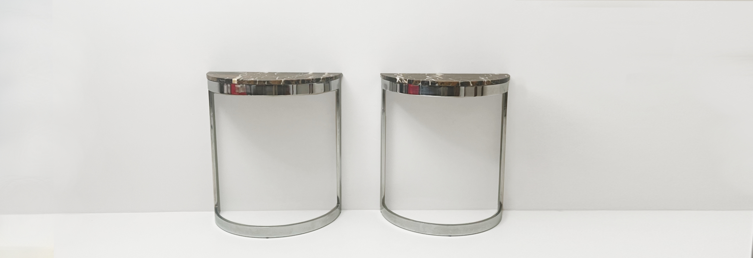 coppia consolle anni70 acciao e marmo 006 CN