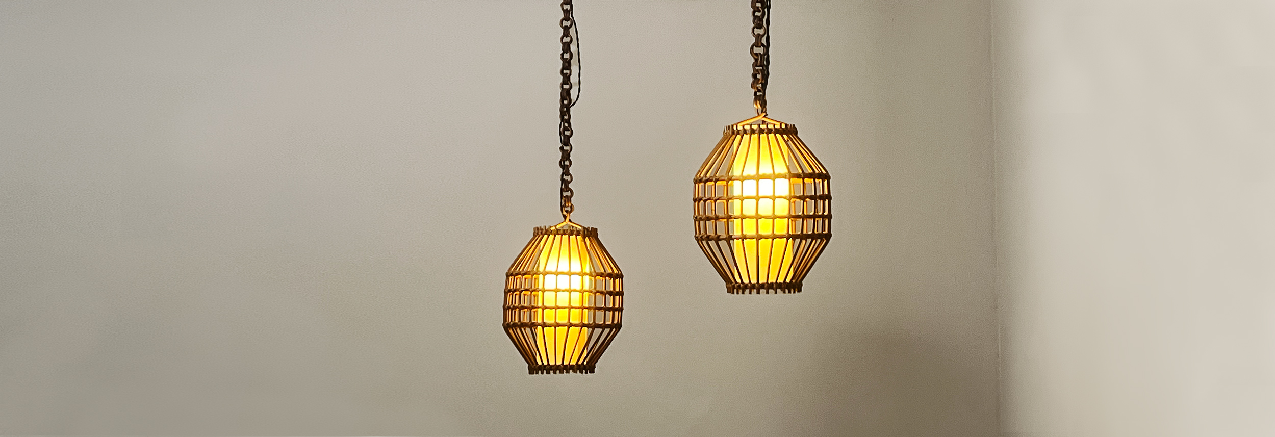 coppia di lampade a sospensinoe vintage in bambu 019 SO