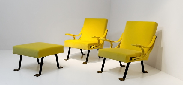 coppia poltrone e pouf modello digamma design ignazio gardella a2 026 PO