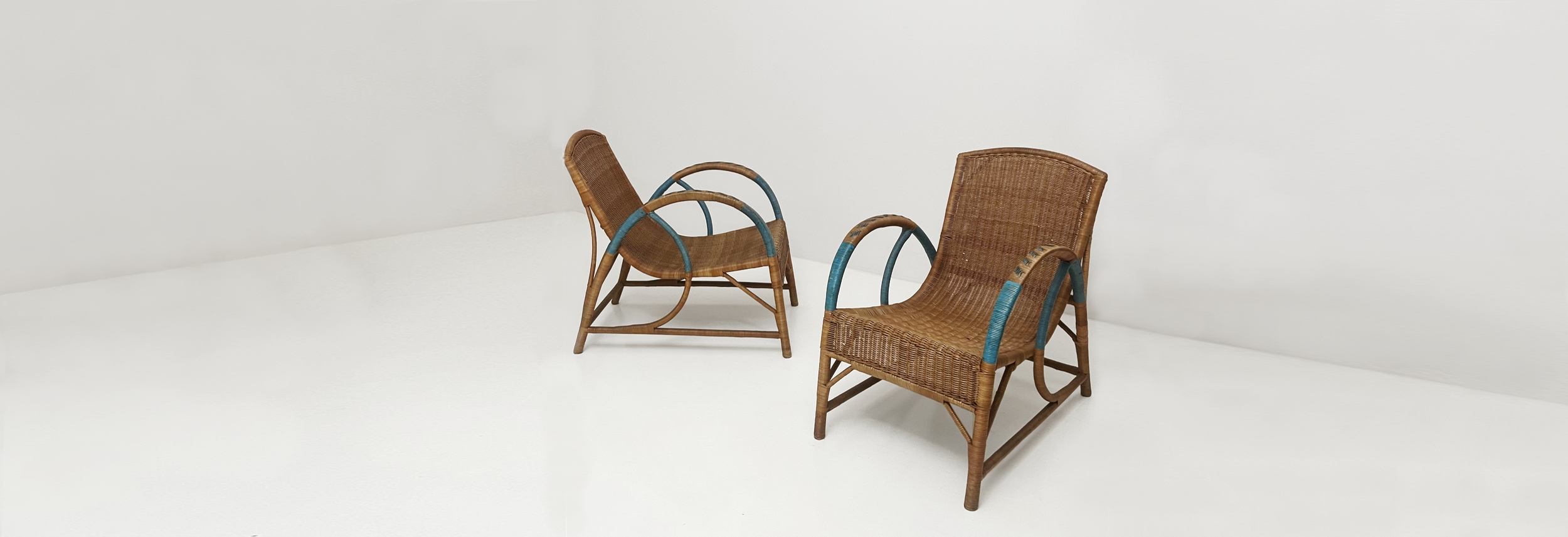 coppia poltrone in bambu e vimini anni50 010 E