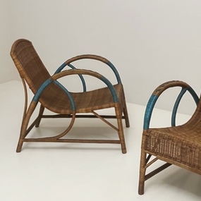 coppia poltrone in bambu e vimini anni50 a 061 PO