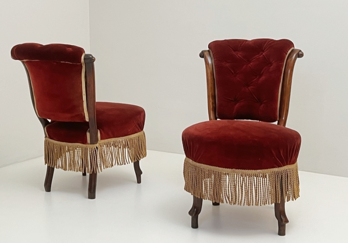 coppia sedie luigi filippo meta ottocento in legno e velluto p1 055 SE 1