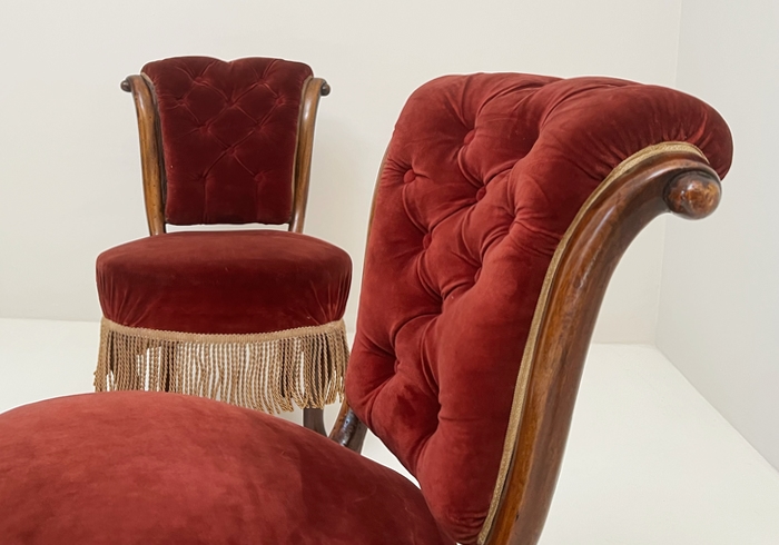 coppia sedie luigi filippo meta ottocento in legno e velluto p1 055 SE 2