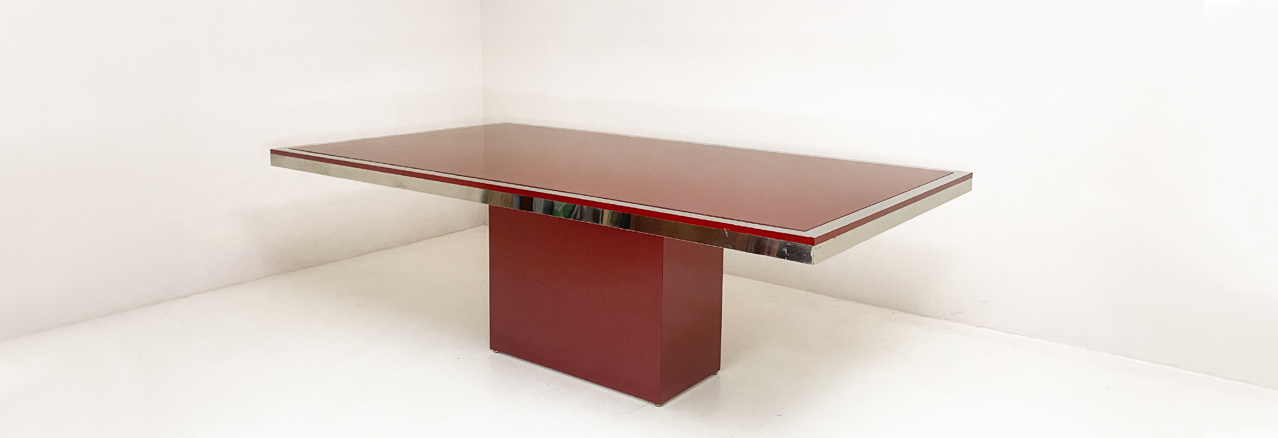 grande tavolo modernariato anni60 in vetro legno e acciaio 047 T
