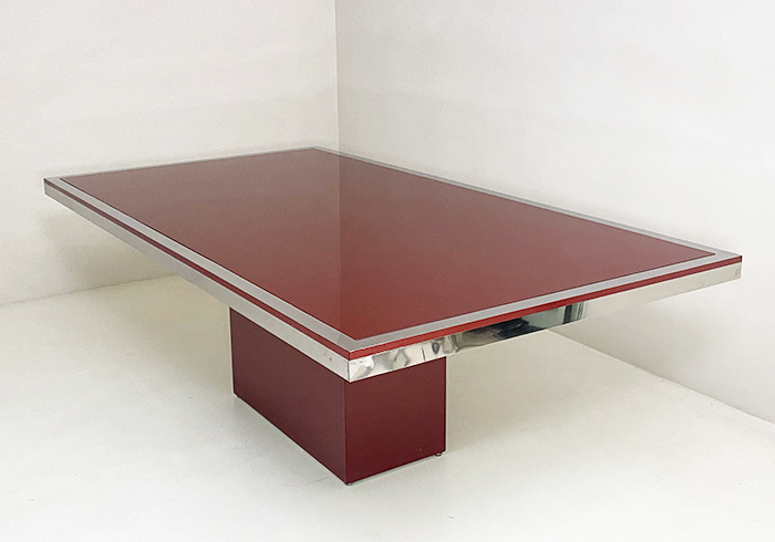 grande tavolo modernariato anni60 in vetro legno e acciaio p1 047 T 1