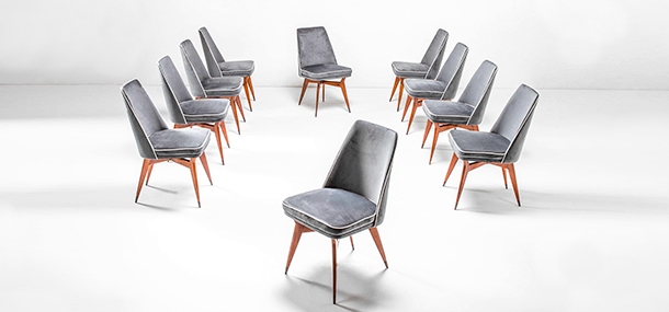 gruppo di dieci sedie anni50 design melchiorre bega a 009 SE