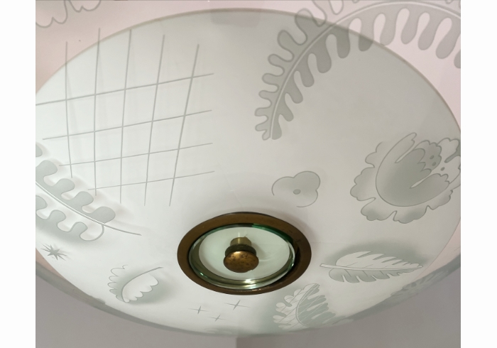 lampada a sospensione fontana arte anni40 in vetro satinato ed inciso P1 022 SO 1
