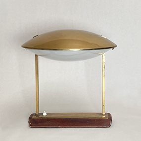 lampada da tavolo design anni50 stilnovo ottone e cuoio a2 012 L
