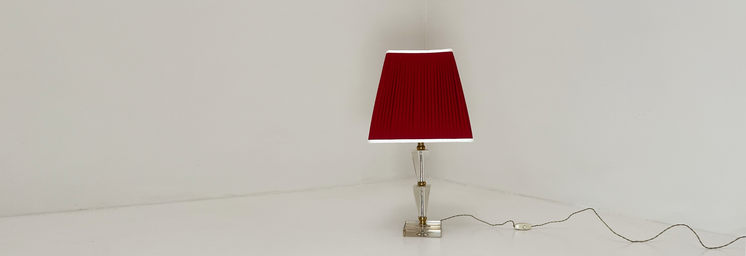 lampada da tavolo vintage anni40 in vetro e raso 066 L