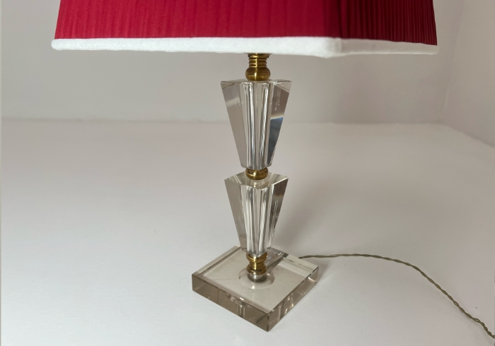 lampada da tavolo vintage anni40 in vetro e raso P1 066 L 2