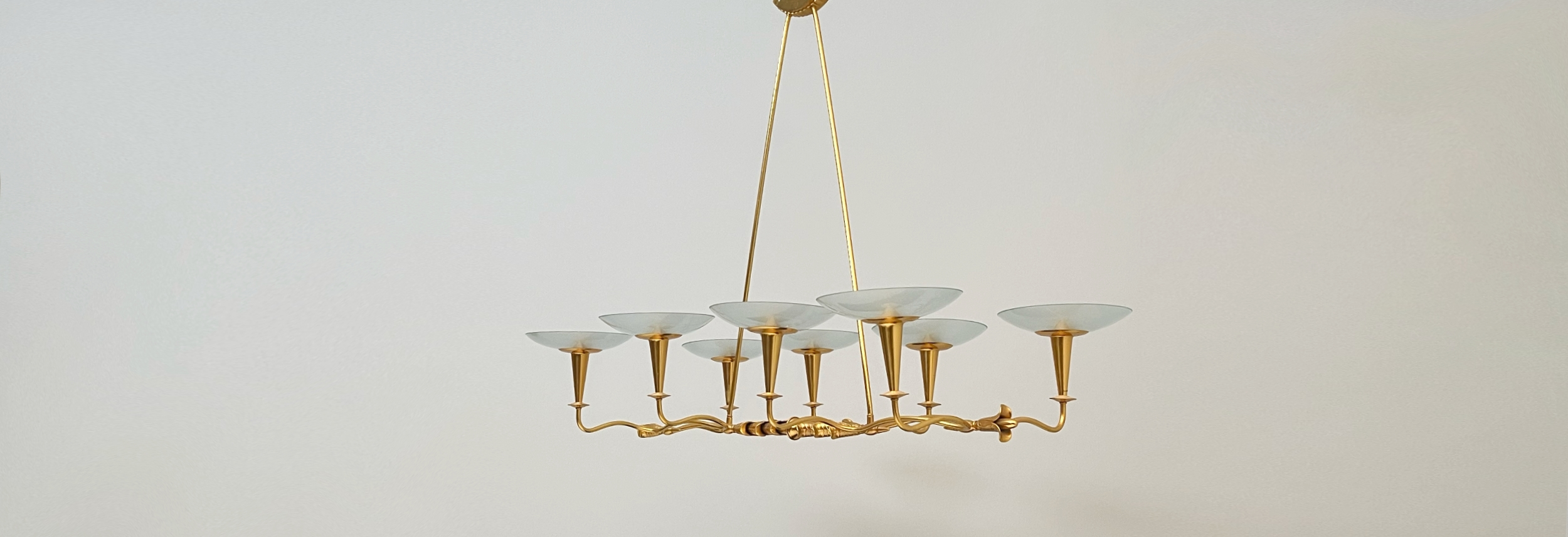 lampadario otto luci ottone opaline anni 50 023 SO