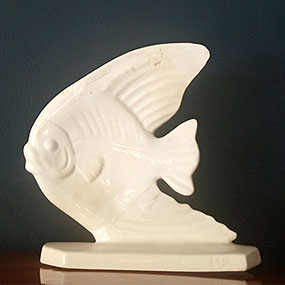 scultura ceramica craquele smaltata pesce anni art deco a 070 C