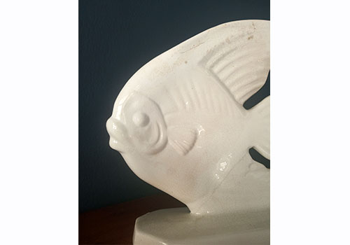 scultura ceramica craquele smaltata pesce anni art deco p2 070 C 2