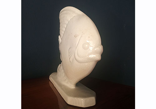 scultura ceramica craquele smaltata pesce anni art deco p2 070 C 1