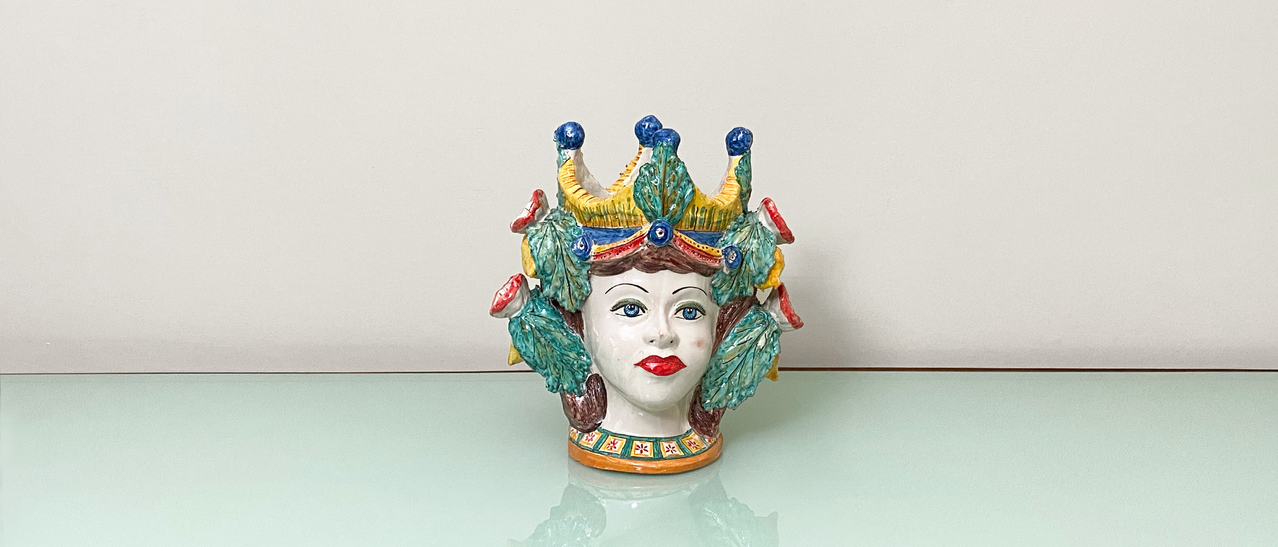 scultura ceramica testa di caltagirone vintage anni80 036 C(2)